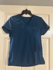 KOI XS Caribbean Blue Scrub Set Top and Pants - Tuckable Top