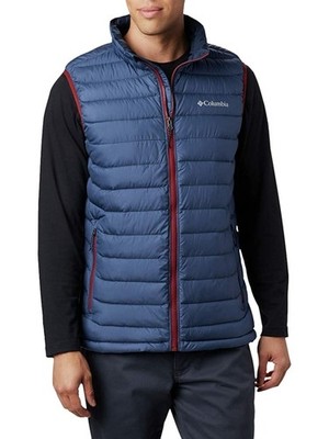 Columbia Powder Lite Mens Puffy Vest S Dark Mountain Solid 100% Polyester Zip