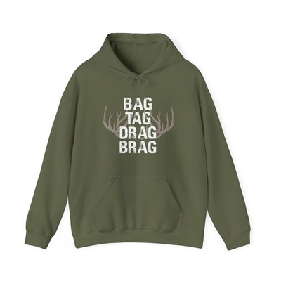 Deer Hunting Hoodie, Hunter Deer Hunting Lovers Bag Tag Drag Hoodie 