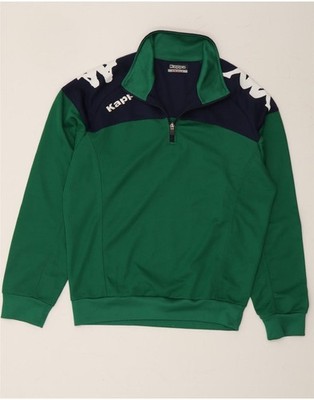 KAPPA Herren Graphic Zip Neck Sweatshirt Pullover Small Grün Colourblock LK11