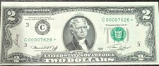 1976 $2 Dollar Bill Low Serial # Crisp Condition, VERY RARE, U.S.A. Philadelphia