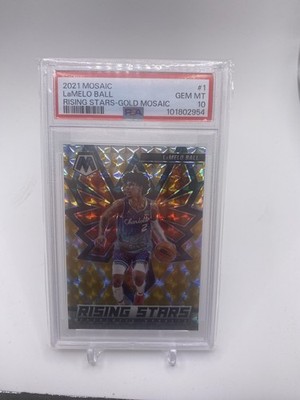 2021-22 Panini Mosaic LaMelo Ball Rising Stars #1 Gold Mosaic Prizm /10 PSA 10