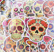 50 Sugar Skull Stickers Vinyl Large Dia De Los Muertos Day of the Dead Floral