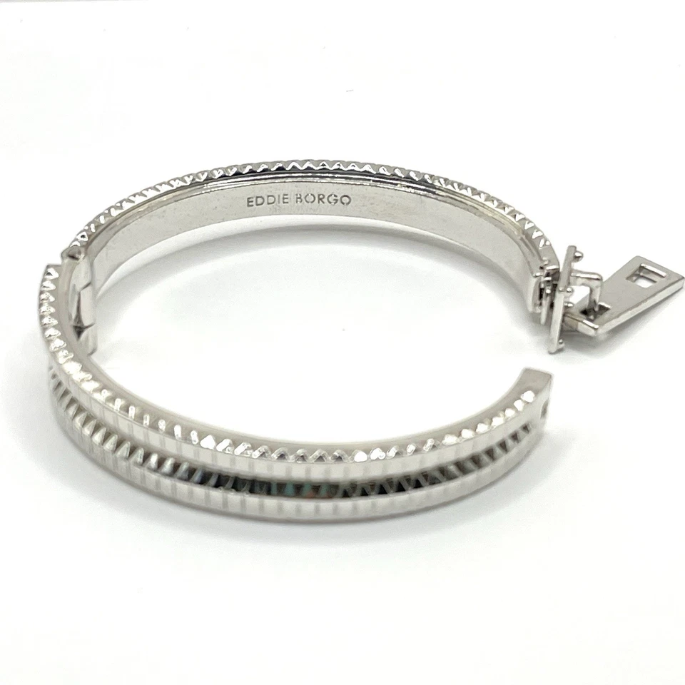Brazalete con abrazadera de cremallera Eddie Borgo de lujo plata rodio difícil de encontrar raro Foto 4 de 4