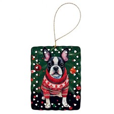 Caroline's Treasures Boston Terrier Christmas Porcelain Ornament DAC3388CO2