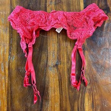 Victoria's Secret Red Floral Lace Garter Belt Adjustable Straps Vintage 2002 S