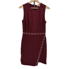 Michael Kors Women Astor Stud Sleeveless Mini Dress Red S