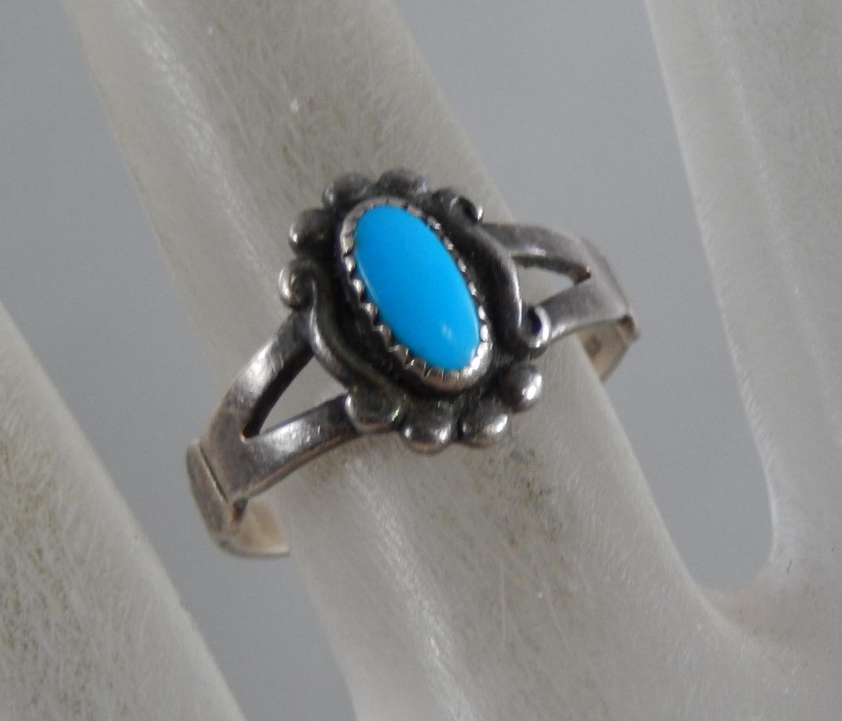 Vintage Wheeler Solid Sterling Silver Dainty Turq… - image 1