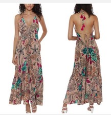 Raga Anthropologie Sapana Floral Halter Tiered Maxi Dress 2x plus