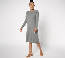 Susan Graver Women's Petite Dress 2XP Bateau Neck Sweater Gray A658697