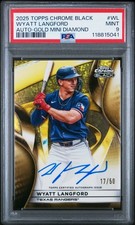 PSA 9 2025 Topps Chrome Black Autographs Wyatt Langford GOLD MINI DIAMOND #/50