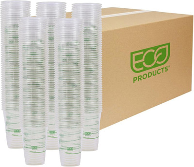 Greenstripe Clear Compostable 16Oz PLA Plastic Cups, Case of 1000, Disposable Re