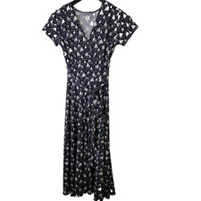 Karina Coastal Nautical Original Easy Dress Stretchy S/M Margaret Sailboat Motif