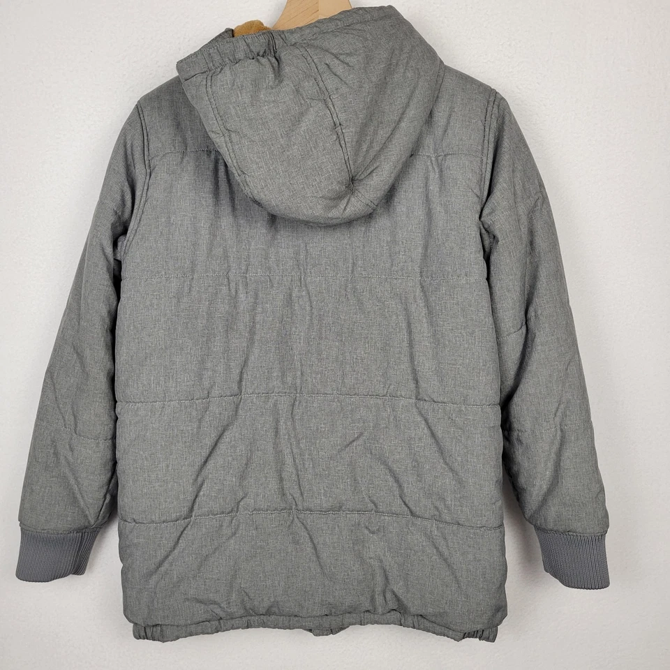 Casaco de inverno Timberland feminino com capuz acolchoado XL 18/20 cinza com zíper quente - Imagem 3 de 4