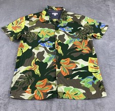 Sun  Stone Men  s M. Button Up Shirt Green Multicolored Tropical Vacation C15