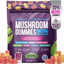 80pcs Mushroom Gummies with Ashwagandha, Functional Wellness