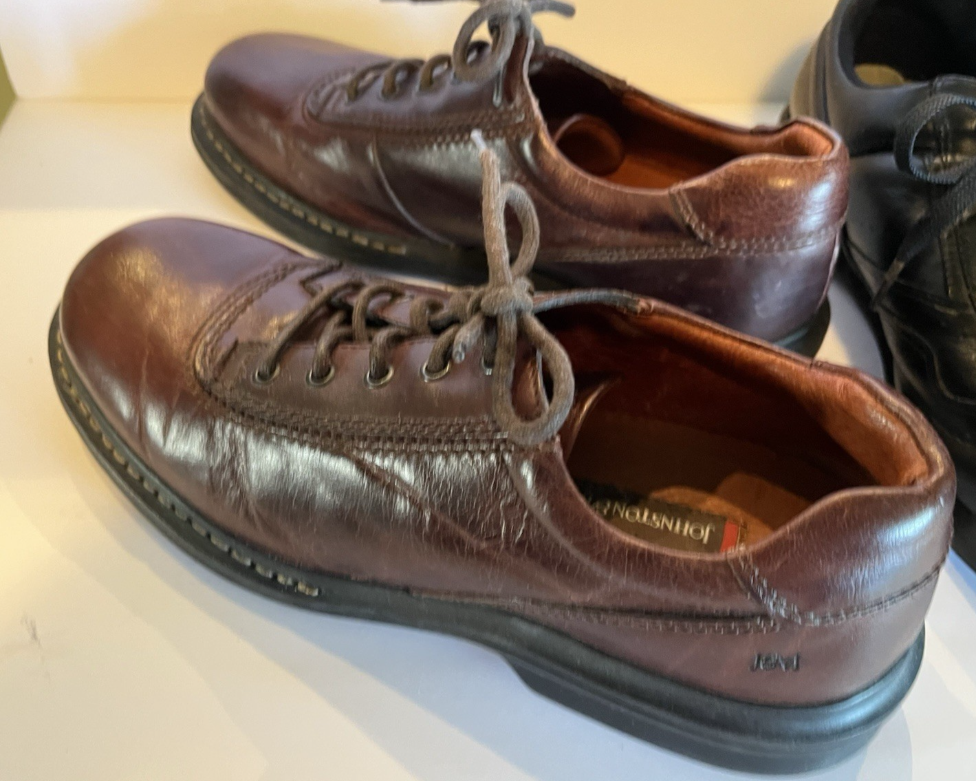 Lotto 3 paia scarpe Oxford uomo pelle Johnson Murphy & Rockport marrone e nero 9 5M