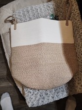 Large Jute Rope Basket Tall Laundry Basket Hamper For Dirty Clothes Woven Jute S