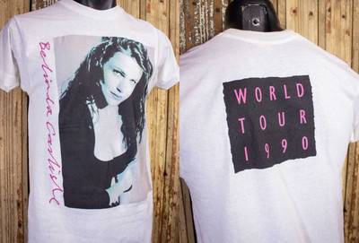 2 Sided Belinda Carlisle Concert T Shirt 1990 WHite Cotton Reprint CL366