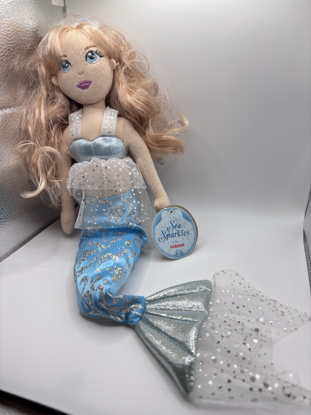 AURORA Plush Mermaid Princess Blue Sparkling Winter Dress Bl