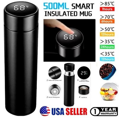 Smart Insulated Mug Stainless Steel Vacuum Cup Thermos Bottle LED Display 500ml