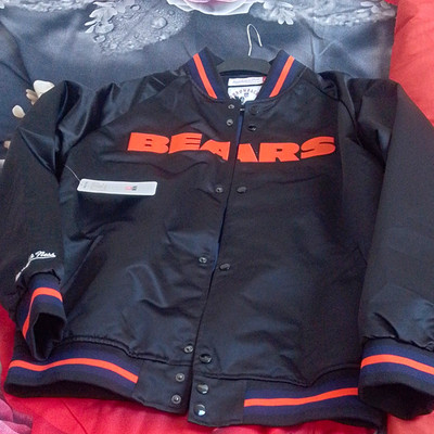 Chicago Bears NFL Mitchell & Ness Heavyweight Satin Jacke Navy
