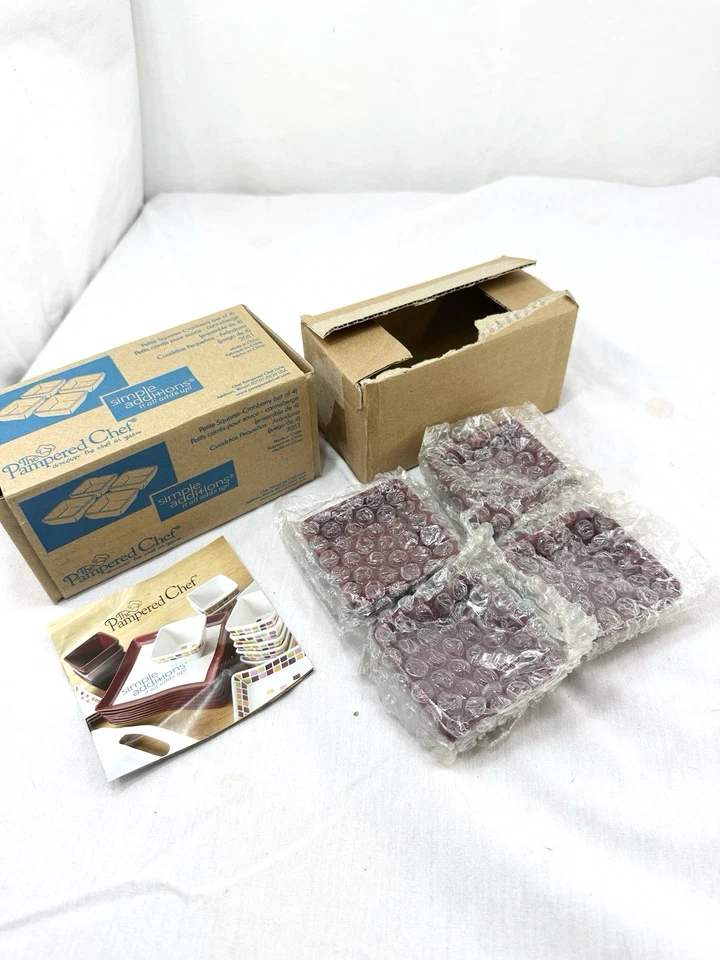 4 The Pampered Chef Simple Additions Petite Squares Borgoña # 1990 Nueva Caja Abierta Foto 2 de 4