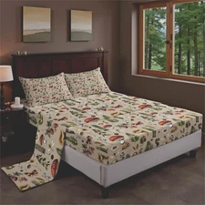 Print Bed Sheets Wild Butterfly Outdoor Leaves Decor Sheets Set for Teens Adu...