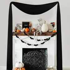 Extra Long Black Scarf - Voile Textured Sheer Drapery Dirt-Proof Window Treatmen