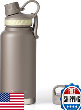 GRANDTIES 2 Lids Insulated Stainless Steel Water Bottle - Wide Mouth