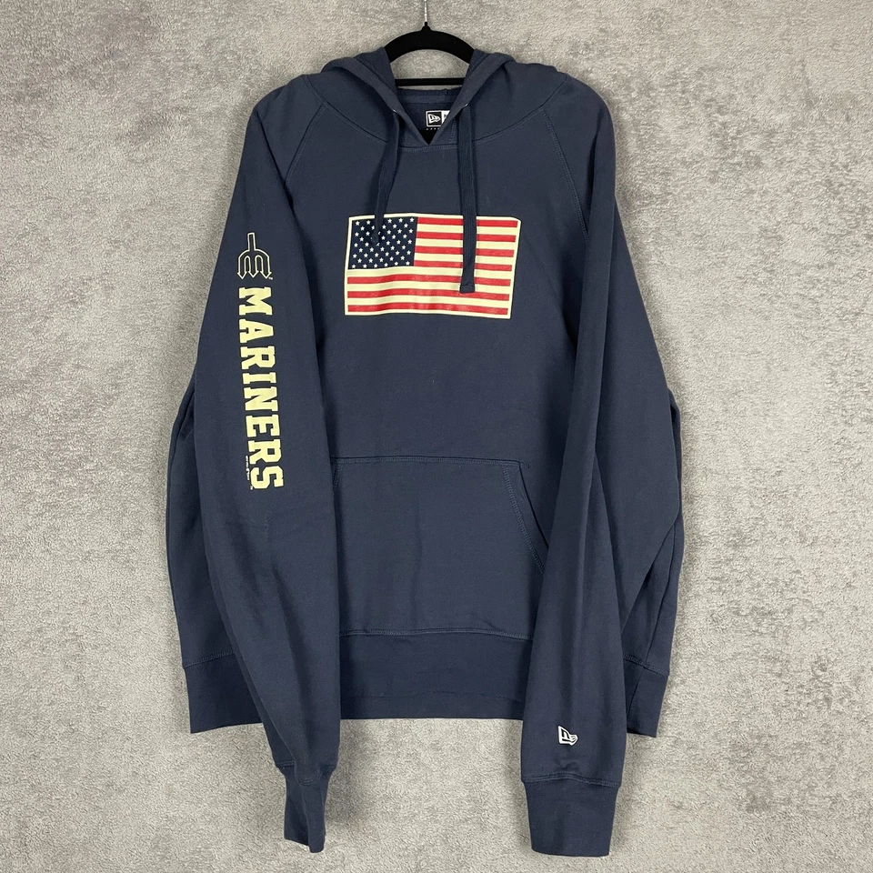Sudadera con Capucha Seattle Mariners Para Hombres Grande MLB Béisbol Bandera Americana Pullover Nueva Era Foto 3 de 4