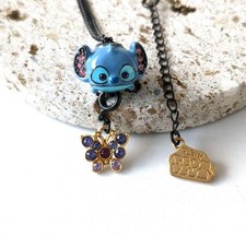 Disney Stitch Butterfly Charm Necklace 61cm Silver Used