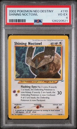 PSA 4 VG-EX Shining Noctowl Neo Destiny Holo Rare Pokemon Card 110/105