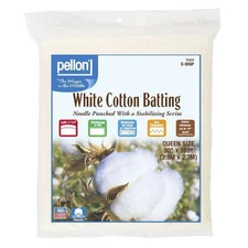 Pellon White Cotton Quilting Batting, 90" x 108" Queen Size Precut
