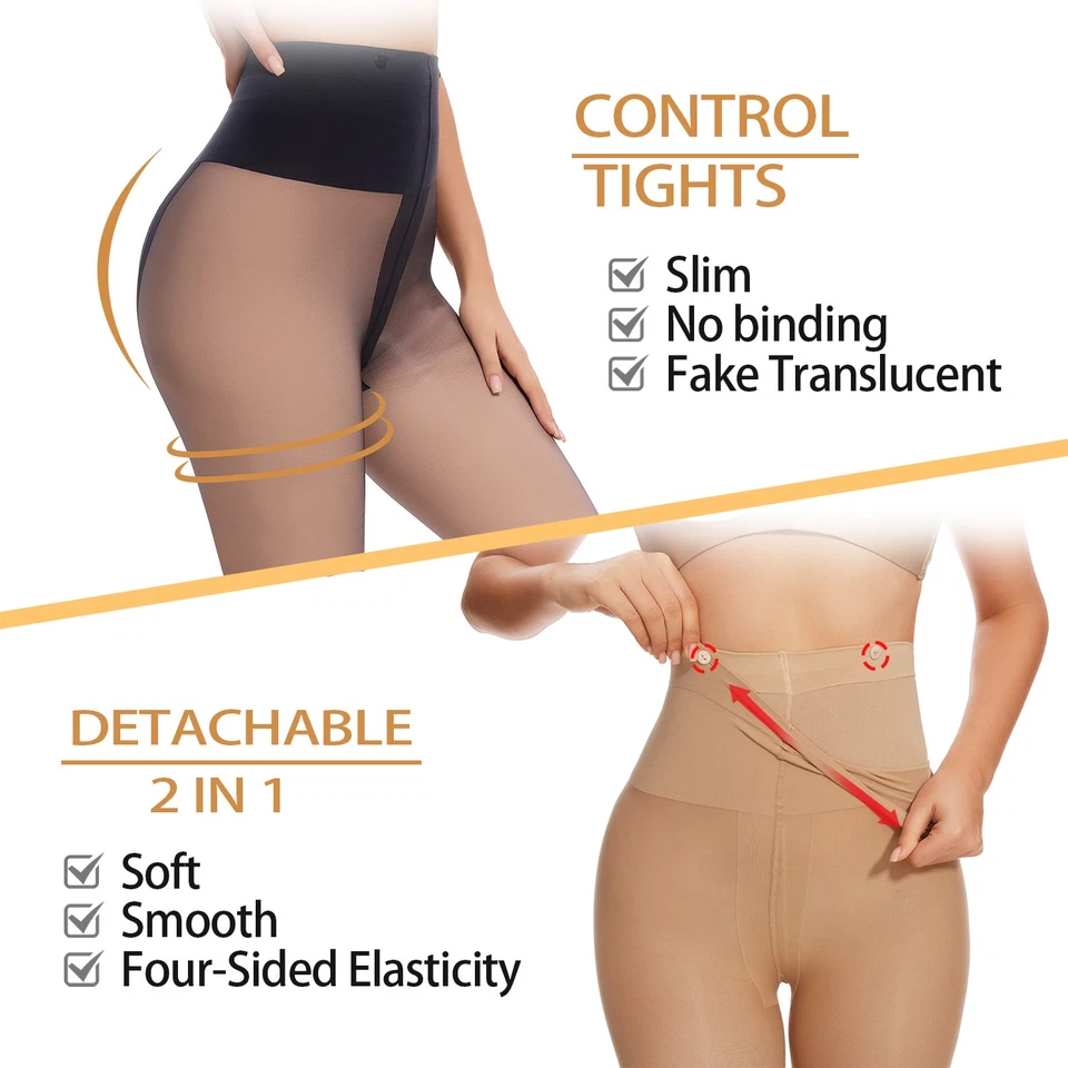 Medias Medias Medias de Vellón Cálidas de Invierno Translúcidas Forradas Térmicas para Mujer de EE. UU. Foto 4 de 4