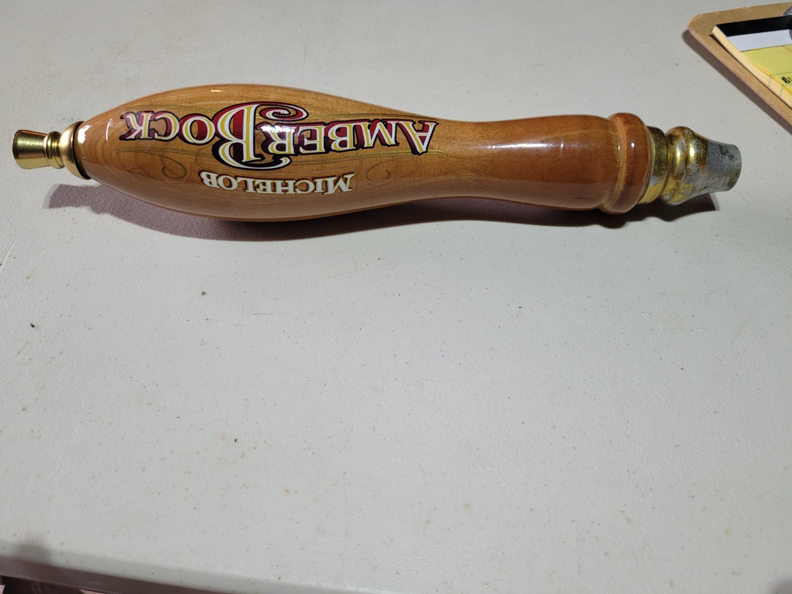 Michelob Amber Bock Beer Long Wooden Tap Handle Knob Pull 12"