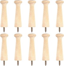 10PCS Wooden Shaker Peg Hooks Coat Pegs, 2.9 Inch Wall Mounted Screw-On Hooks wi