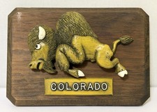 Vintage UNIVERSITY of COLORADO BUFFALOS - Raised Mascot Wood Wall Plaque