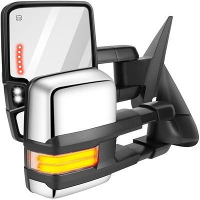 Chrome Mirrors For 2003-2006 Chevy GMC Power Heated +Side Lamp+Turn Signal Lamp