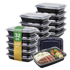 32oz Rectangular Microwaveable Container with Lid, 150 Sets 50/6 