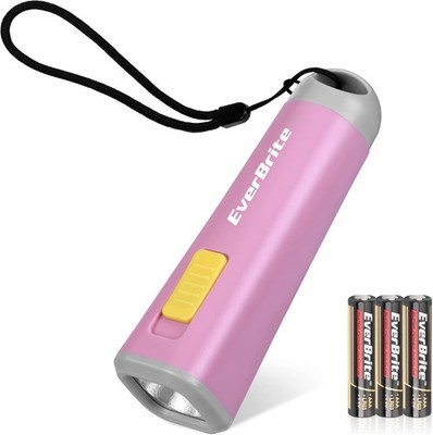 EverBrite Mini LED Taschenlampe mit Kordel bunt klein rosa lila, 1W mit 3 AAA