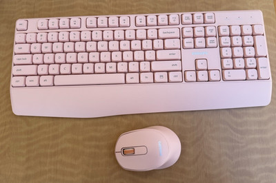 PHILIPS Wireless Keyboard Mouse Combo Pink Ergonomic Silent USB Receiver NOB