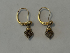 Vintage 14k Yellow Gold Heart Dangle Drop Earrings 2 Grams
