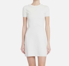 Valentino Women's Ivory Flared Knit Beaded Chain Mini Dress Size XS