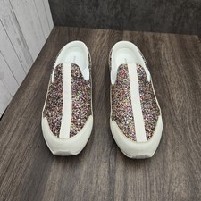 Easy Spirit Traveltime Women  s Glitter Clogs 10M White Leather Comfort Slip-On