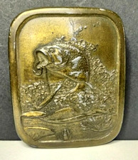  1976 Bass Fish Brass Belt Buckle Vintage Indiana Metal Craft