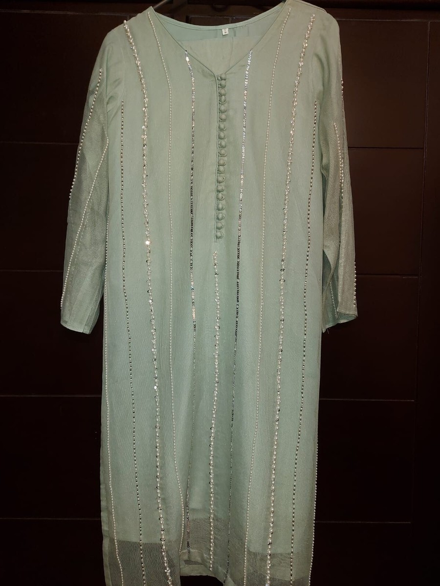 Embroidered Cotton Net Dress for Girls