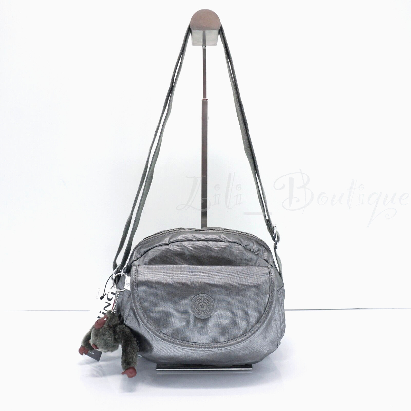 Borsa piccola a tracolla Kipling K70120 Stelma poliammide grigio luna metallizzato 104