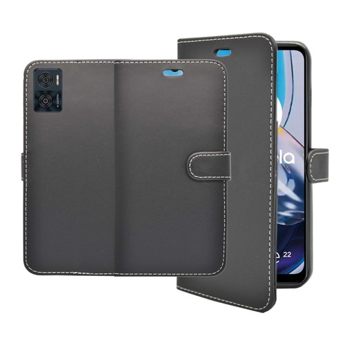 Funda protectora de cuero PU de cuero PU abatible folio billetera para libro billetera Motorola E22 - Imagen 16 de 48