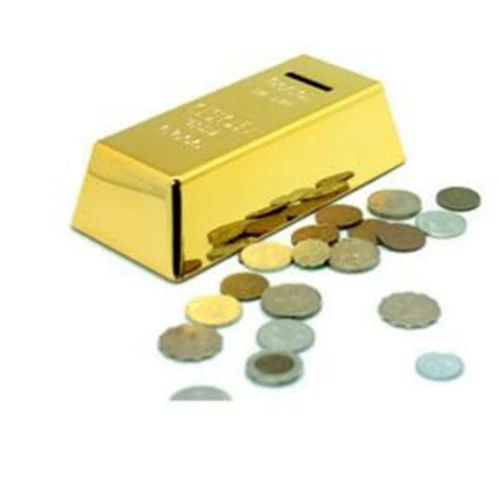 Gold Bullion Bar Piggy Bank Brick Coin Bank Saving Money Box - Picture 2 of 4